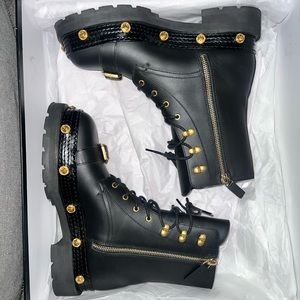 Versace Medusa combat boots